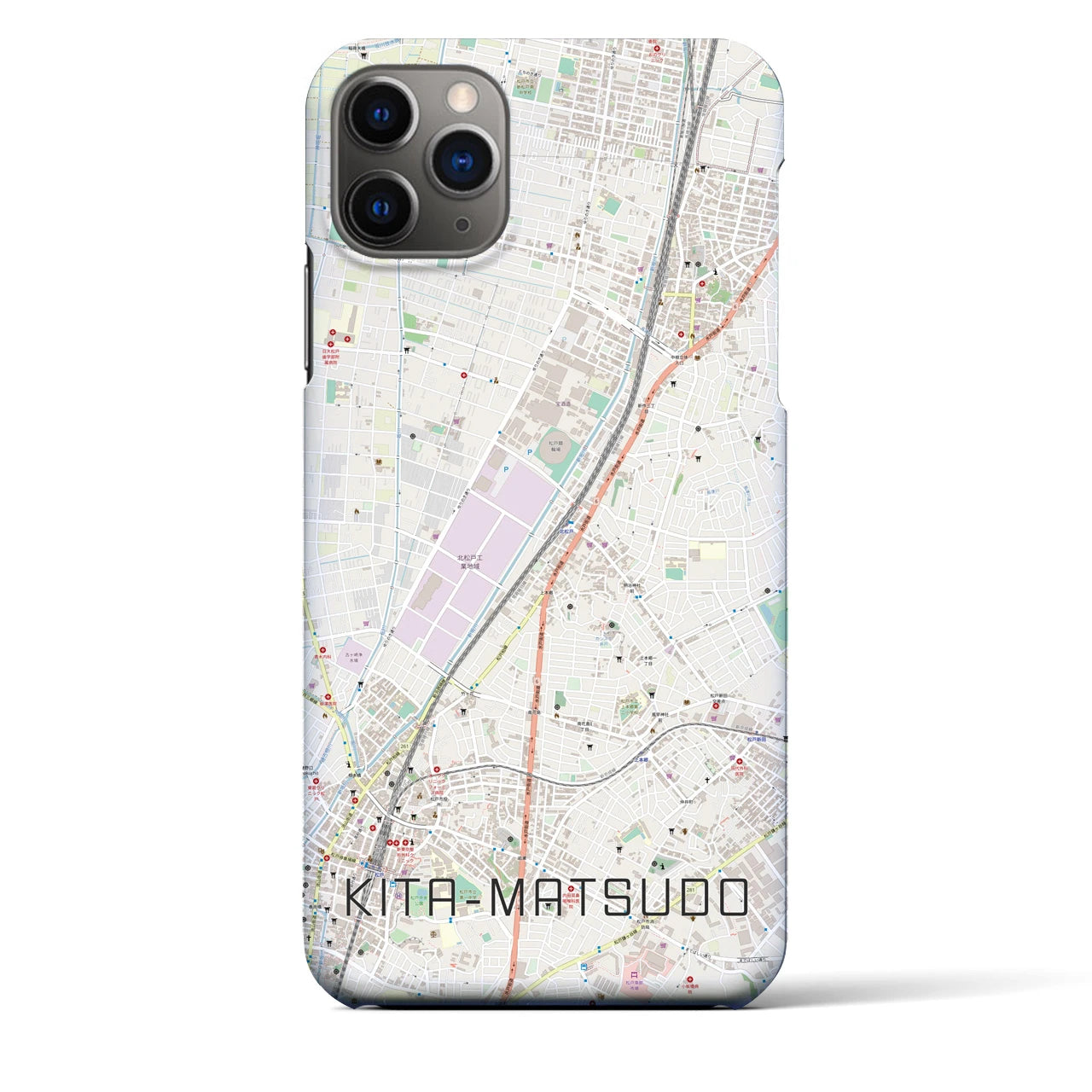 【北松戸】地図柄iPhoneケース（バックカバータイプ・ナチュラル）iPhone 11 Pro Max 用