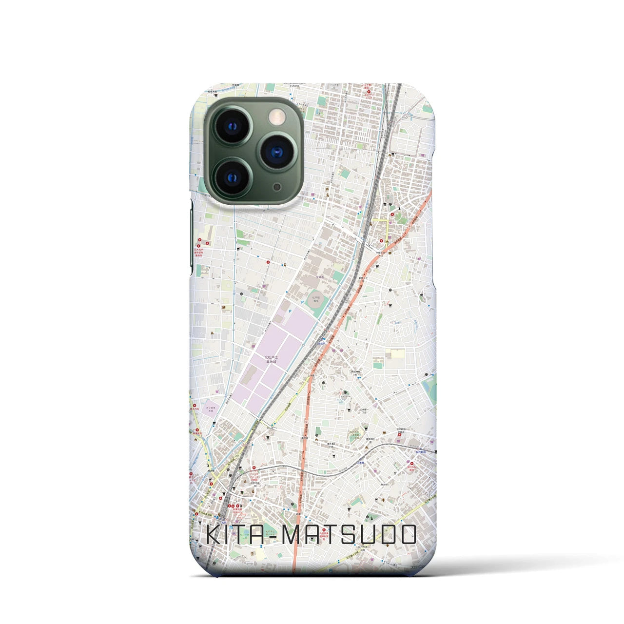 【北松戸】地図柄iPhoneケース（バックカバータイプ・ナチュラル）iPhone 11 Pro 用