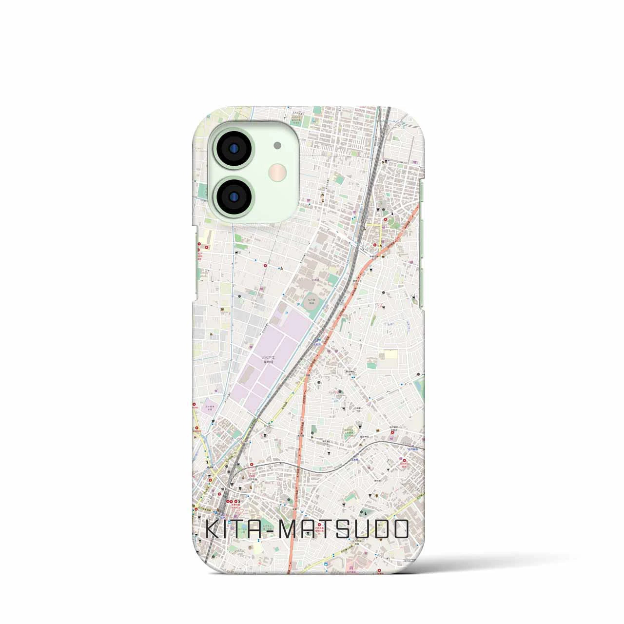 【北松戸】地図柄iPhoneケース（バックカバータイプ・ナチュラル）iPhone 12 mini 用