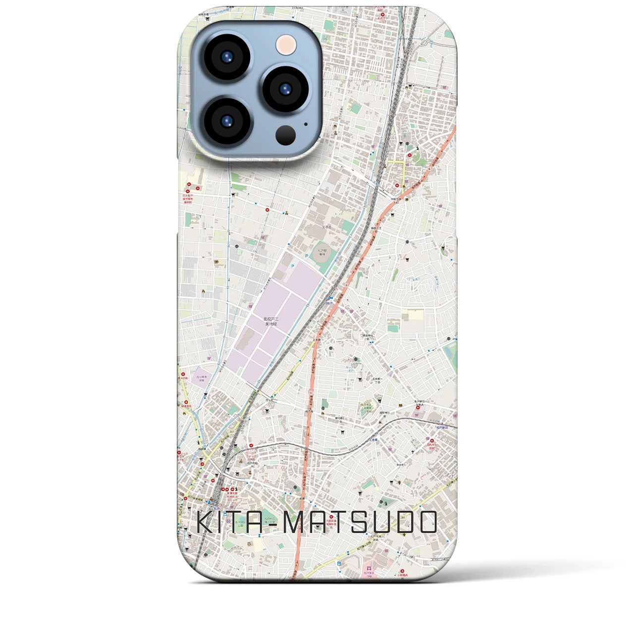 【北松戸】地図柄iPhoneケース（バックカバータイプ・ナチュラル）iPhone 13 Pro Max 用