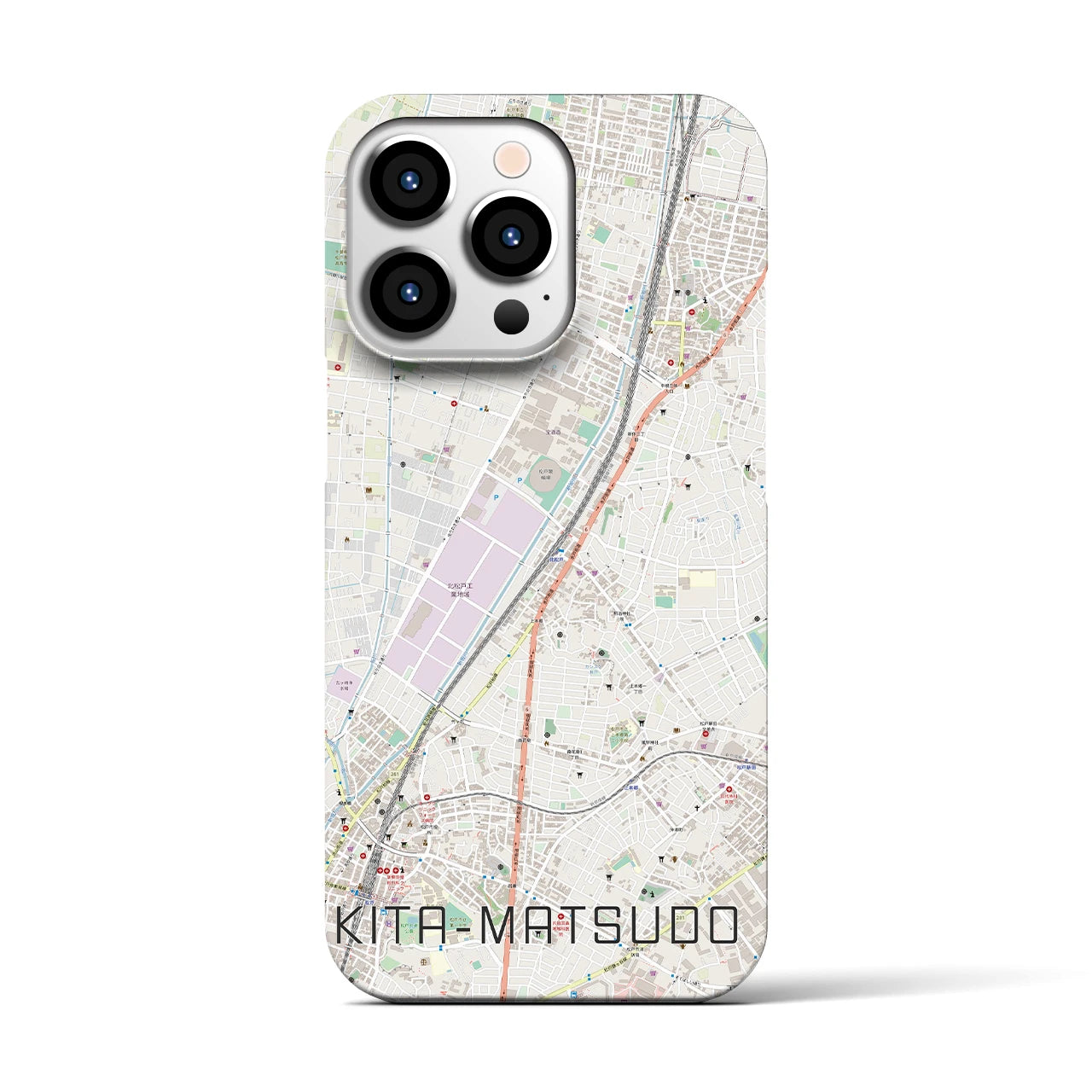 【北松戸】地図柄iPhoneケース（バックカバータイプ・ナチュラル）iPhone 13 Pro 用