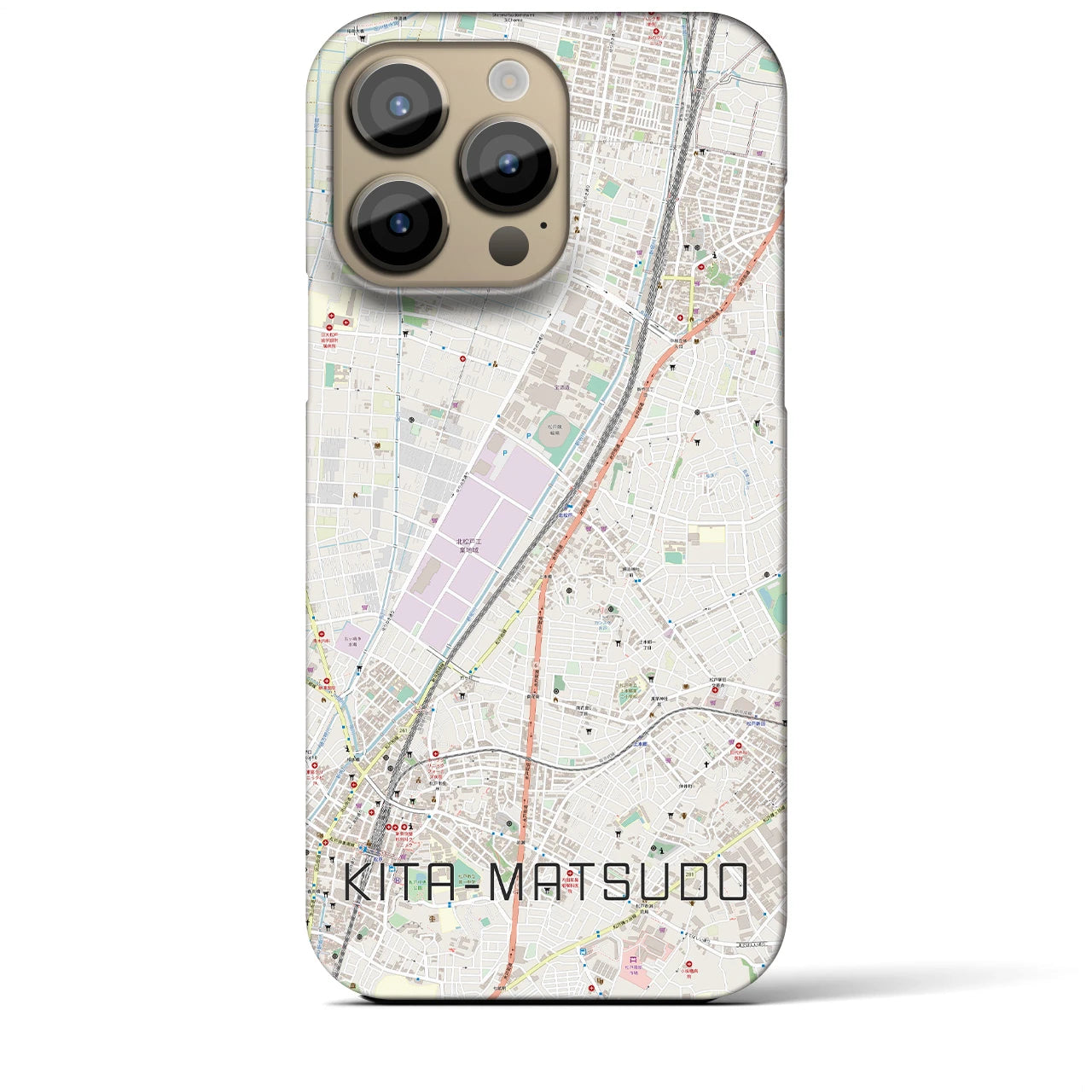 【北松戸】地図柄iPhoneケース（バックカバータイプ・ナチュラル）iPhone 14 Pro Max 用