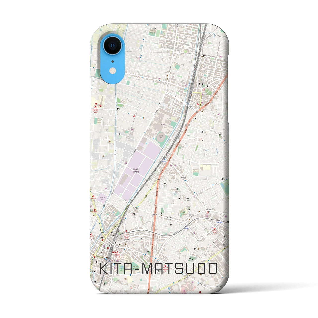 【北松戸】地図柄iPhoneケース（バックカバータイプ・ナチュラル）iPhone XR 用