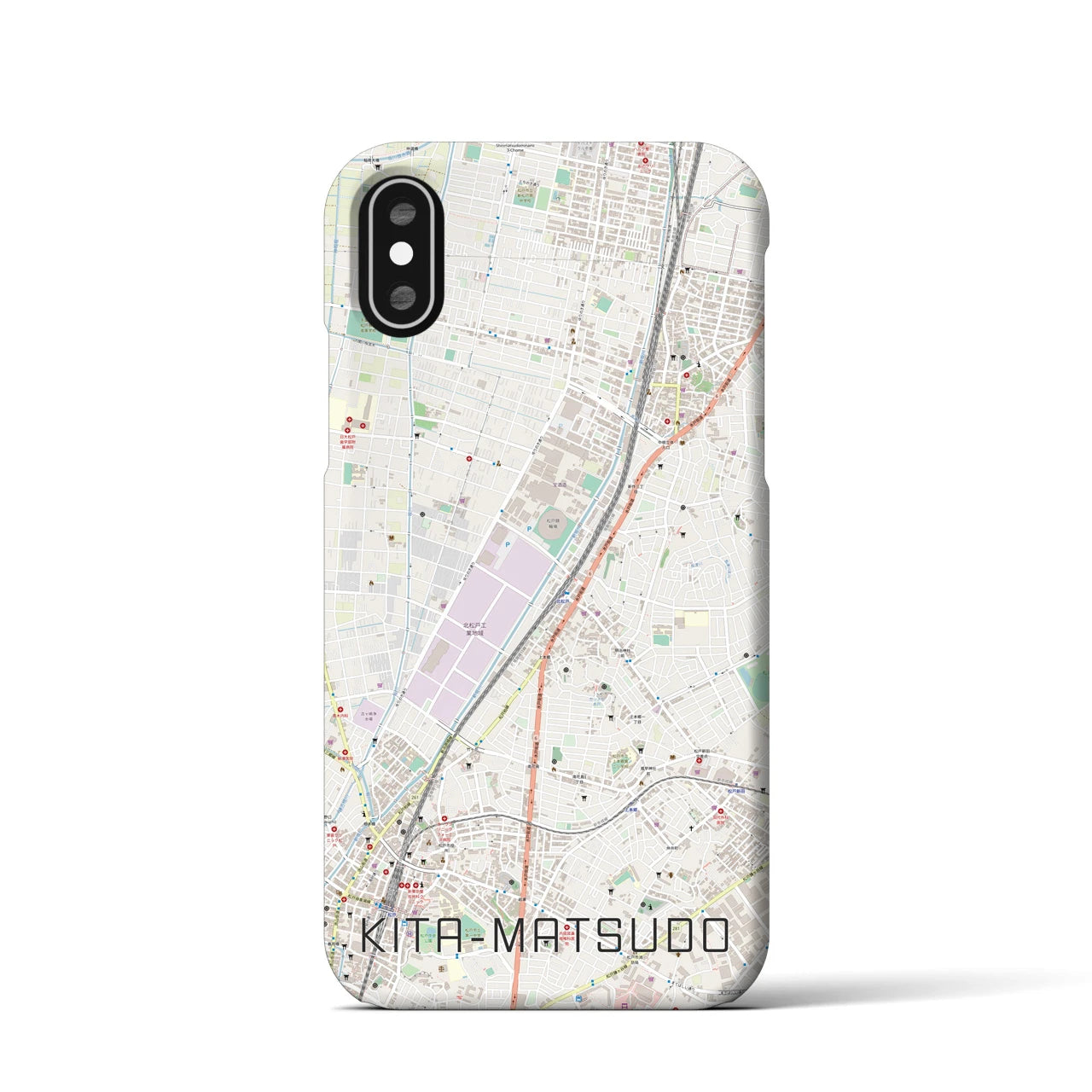 【北松戸】地図柄iPhoneケース（バックカバータイプ・ナチュラル）iPhone XS / X 用