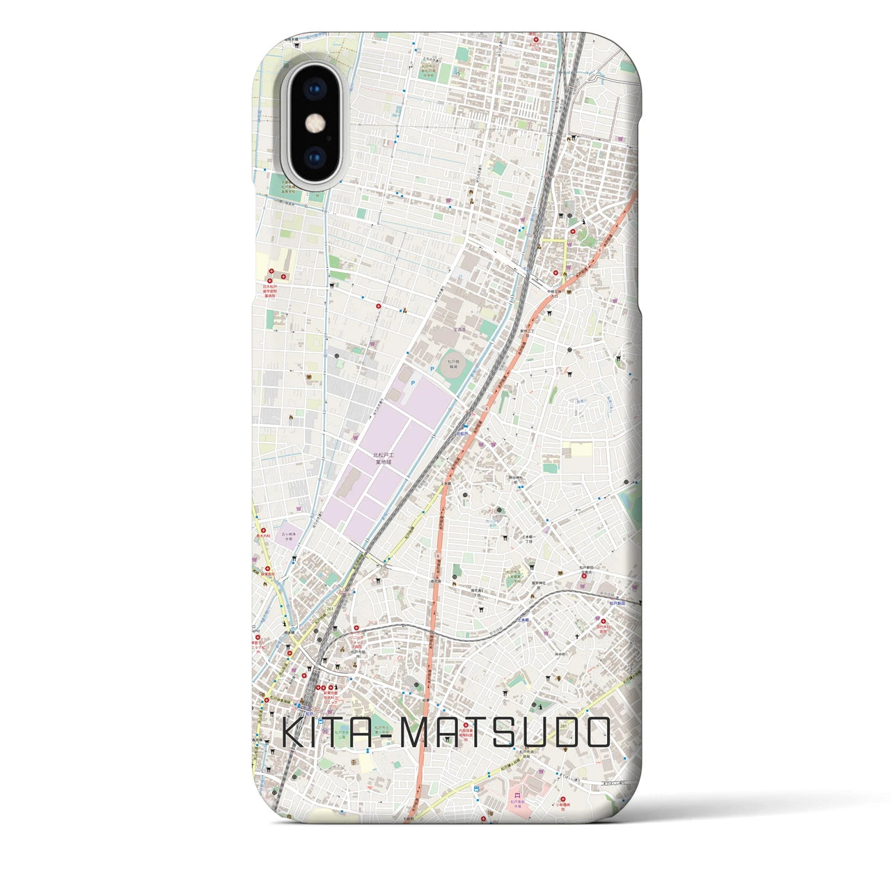 【北松戸】地図柄iPhoneケース（バックカバータイプ・ナチュラル）iPhone XS Max 用