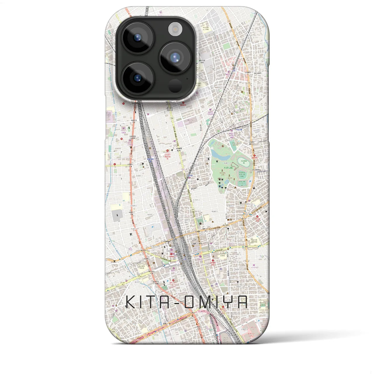 【北大宮】地図柄iPhoneケース（バックカバータイプ・ナチュラル）iPhone 15 Pro Max 用