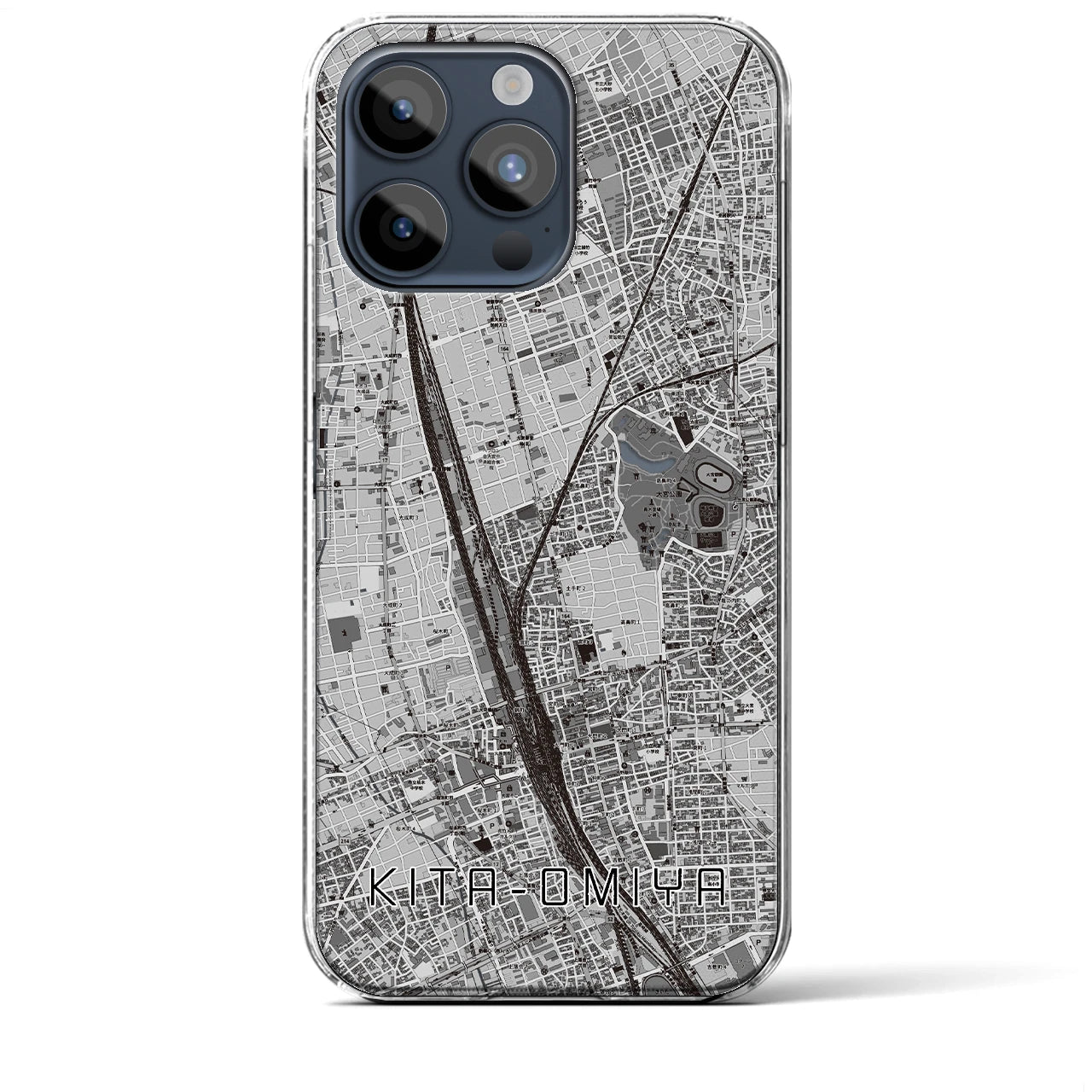 【北大宮】地図柄iPhoneケース（クリアタイプ・モノトーン）iPhone 15 Pro Max 用