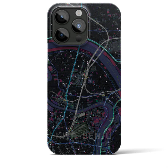 【北千住】地図柄iPhoneケース（バックカバータイプ・ブラック）iPhone 15 Pro Max 用