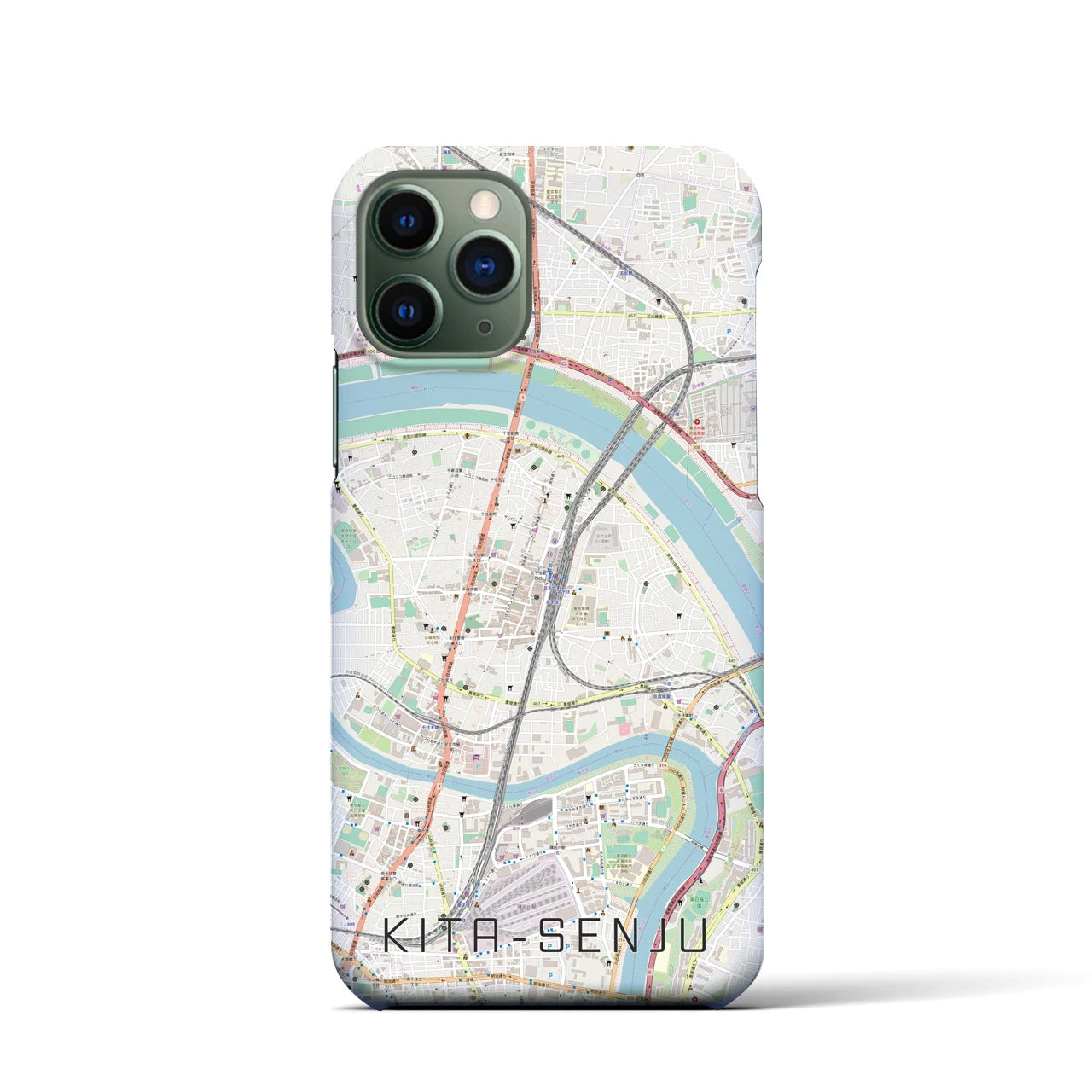 【北千住】地図柄iPhoneケース（バックカバータイプ・ナチュラル）iPhone 11 Pro 用