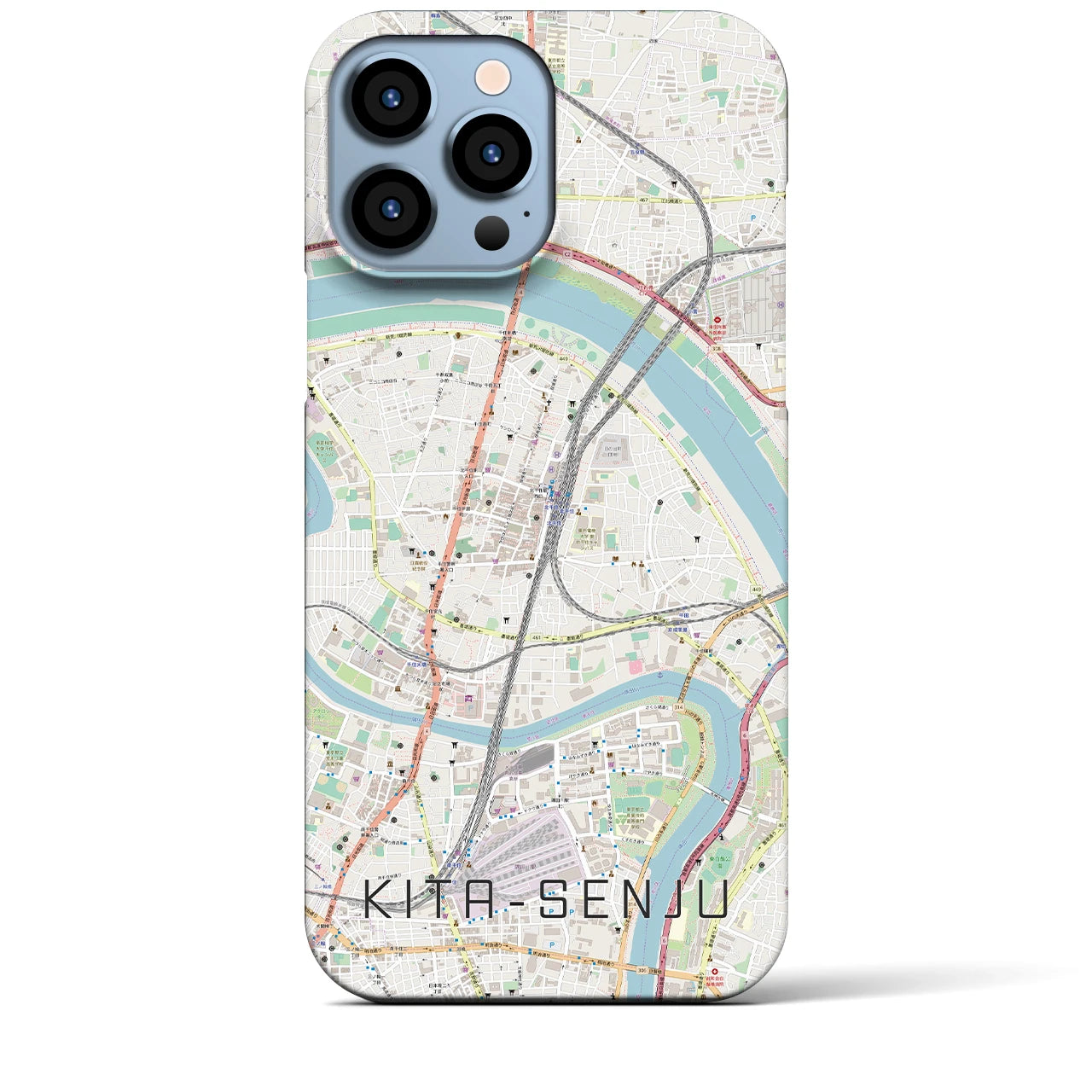 【北千住】地図柄iPhoneケース（バックカバータイプ・ナチュラル）iPhone 13 Pro Max 用
