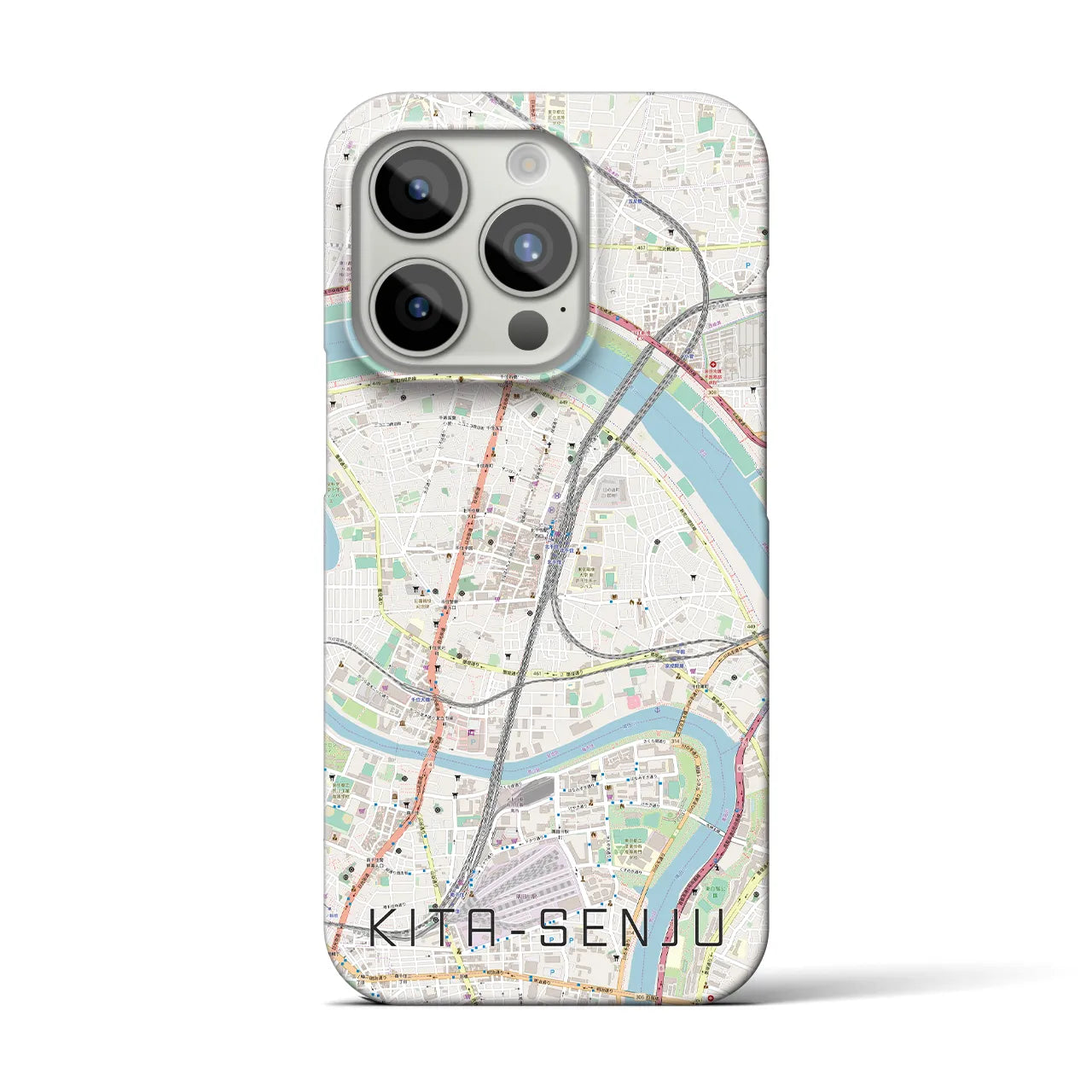 【北千住】地図柄iPhoneケース（バックカバータイプ・ナチュラル）iPhone 15 Pro 用