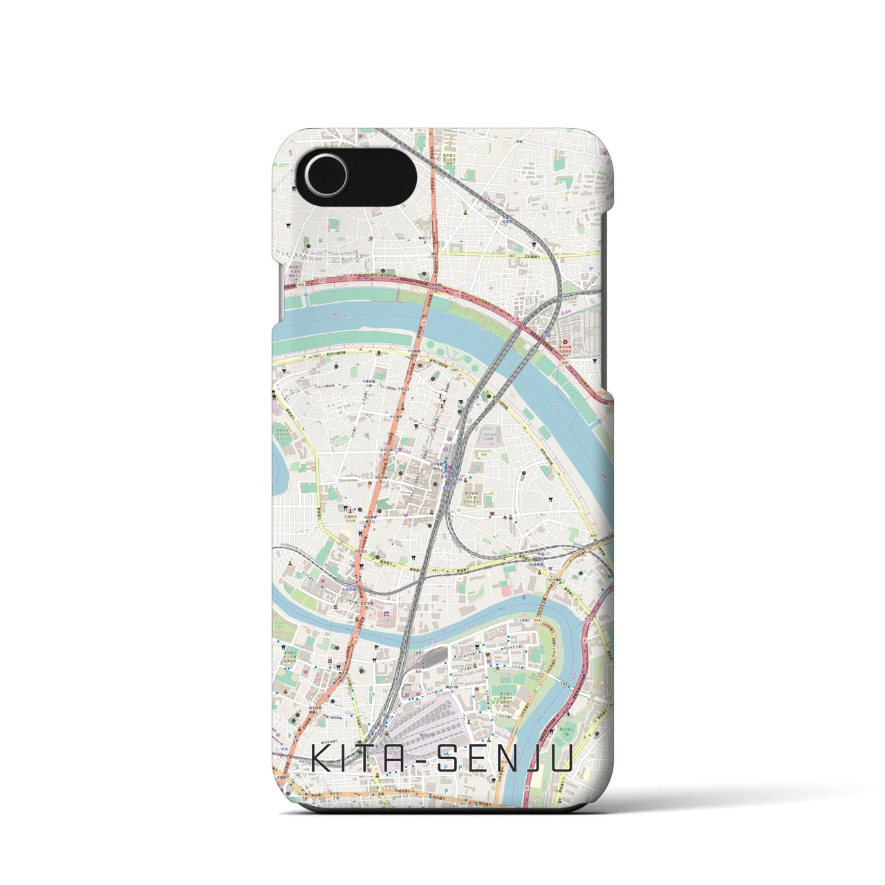 【北千住】地図柄iPhoneケース（バックカバータイプ・ナチュラル）iPhone SE（第3 / 第2世代） / 8 / 7 / 6s / 6 用