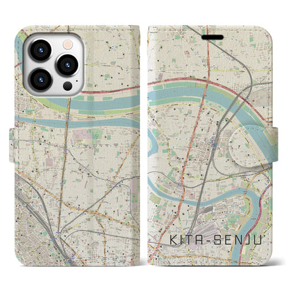 【北千住（東京都）】地図柄iPhoneケース（手帳タイプ）ナチュラル・iPhone 13 Pro 用