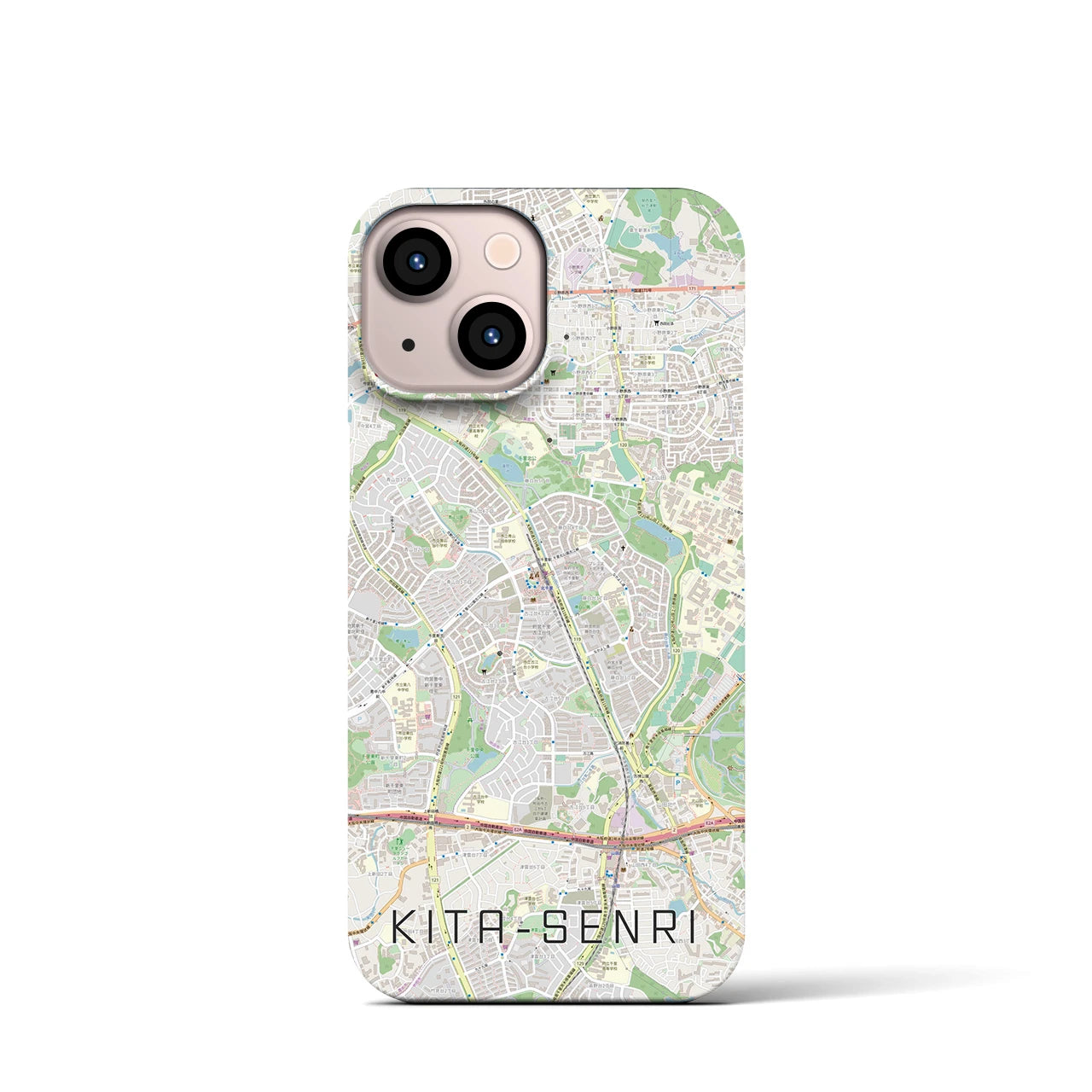 【北千里】地図柄iPhoneケース（バックカバータイプ・ナチュラル）iPhone 13 mini 用