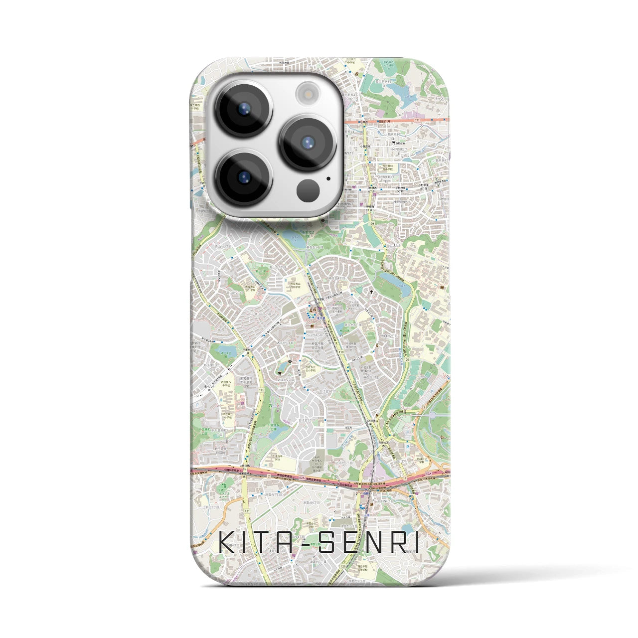 【北千里】地図柄iPhoneケース（バックカバータイプ・ナチュラル）iPhone 14 Pro 用