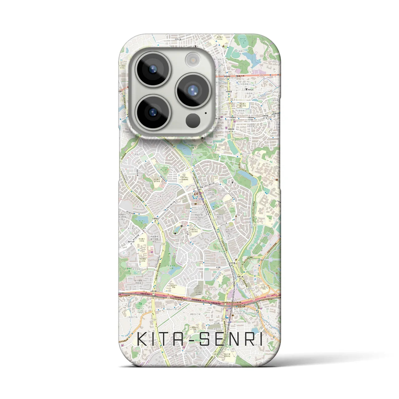 【北千里】地図柄iPhoneケース（バックカバータイプ・ナチュラル）iPhone 15 Pro 用