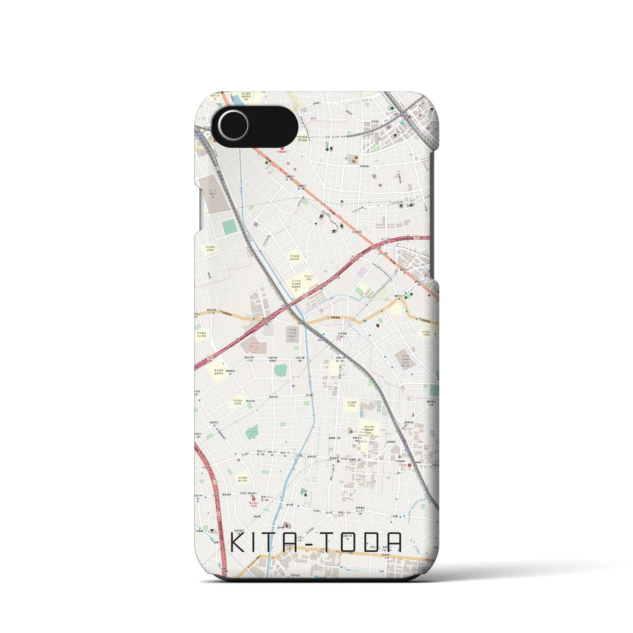 【北戸田】地図柄iPhoneケース（バックカバータイプ・ナチュラル）iPhone SE（第3 / 第2世代） / 8 / 7 / 6s / 6 用