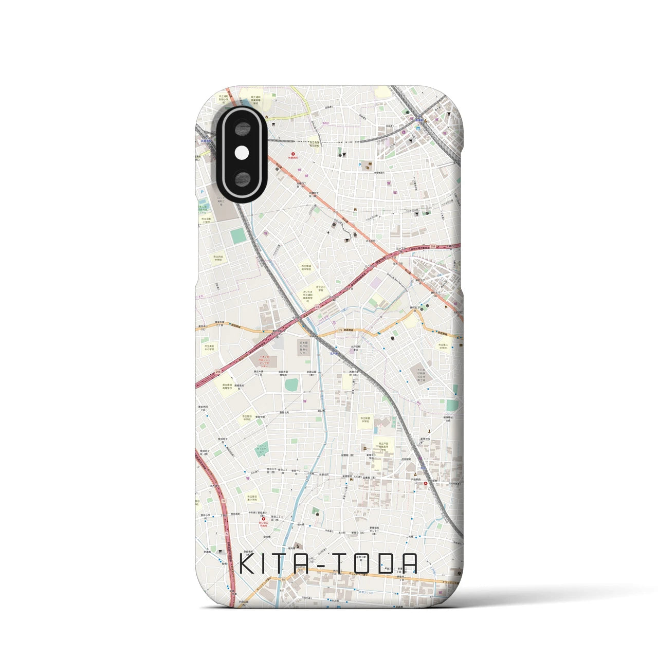 【北戸田】地図柄iPhoneケース（バックカバータイプ・ナチュラル）iPhone XS / X 用