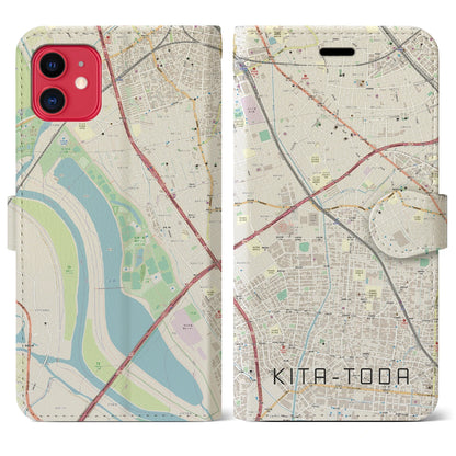 【北戸田（埼玉県）】地図柄iPhoneケース（手帳タイプ）ナチュラル・iPhone 11 用