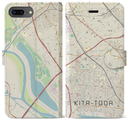 【北戸田（埼玉県）】地図柄iPhoneケース（手帳タイプ）ナチュラル・iPhone 8Plus /7Plus / 6sPlus / 6Plus 用