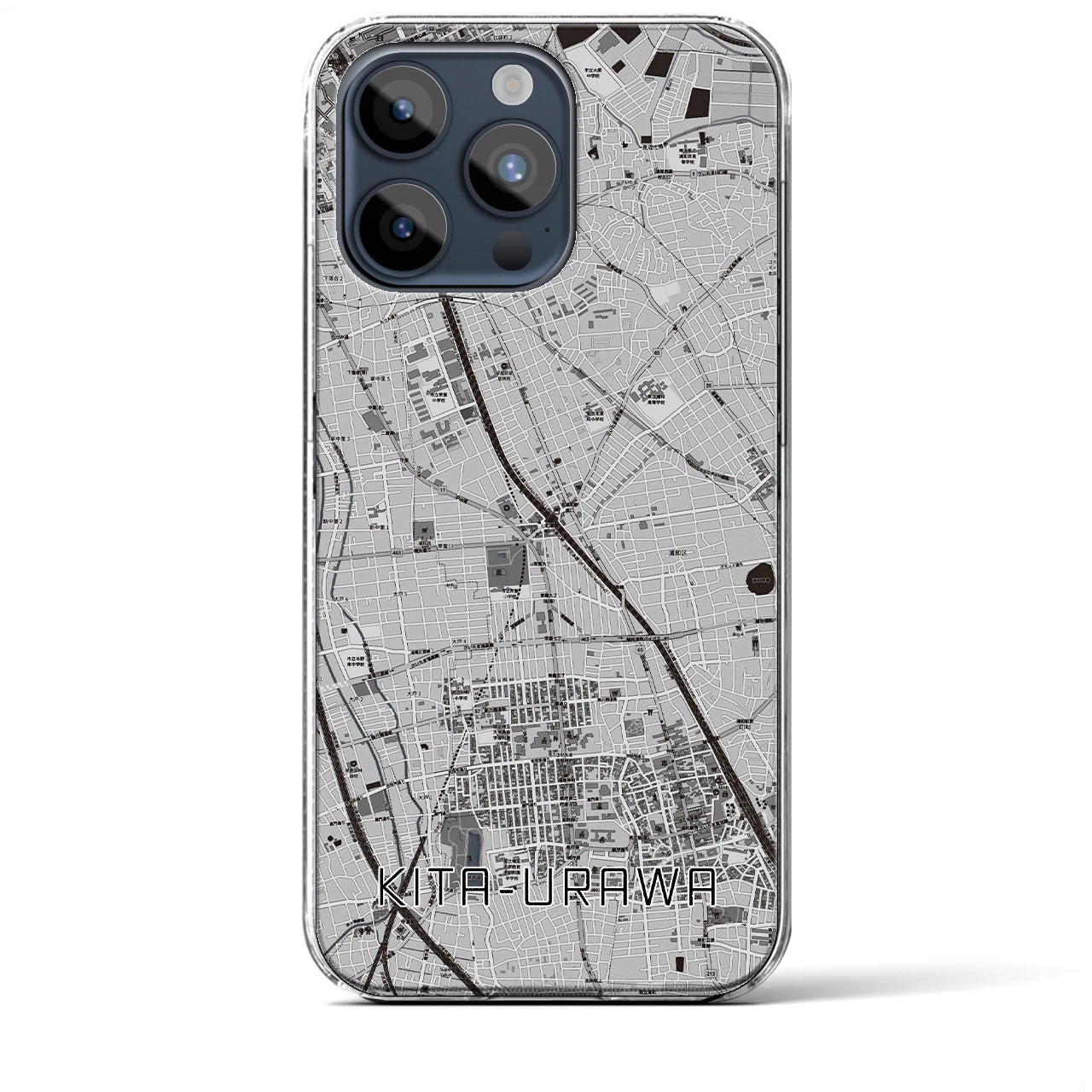 【北浦和】地図柄iPhoneケース（クリアタイプ・モノトーン）iPhone 15 Pro Max 用