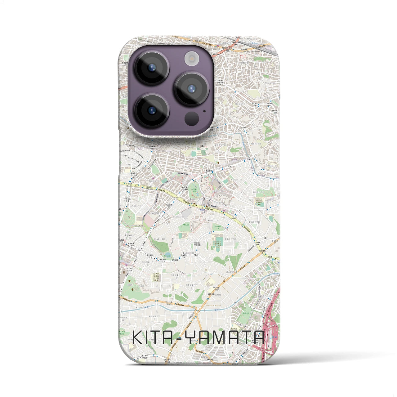 【北山田】地図柄iPhoneケース（バックカバータイプ・ナチュラル）iPhone 14 Pro 用