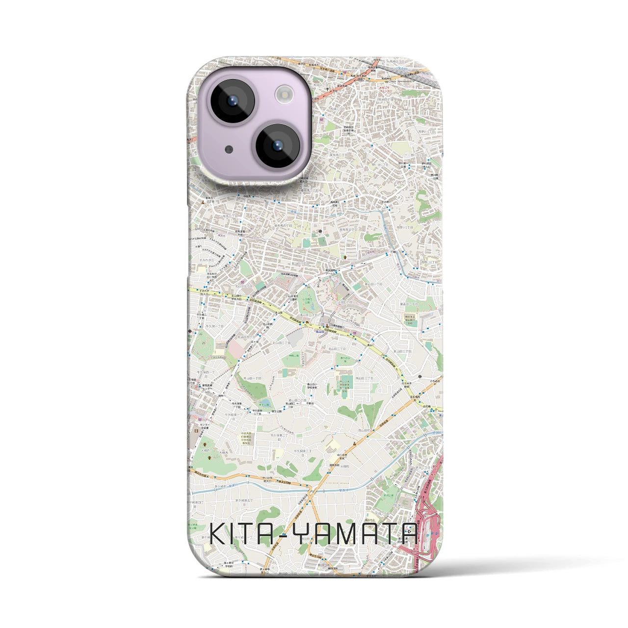 【北山田】地図柄iPhoneケース（バックカバータイプ・ナチュラル）iPhone 14 用