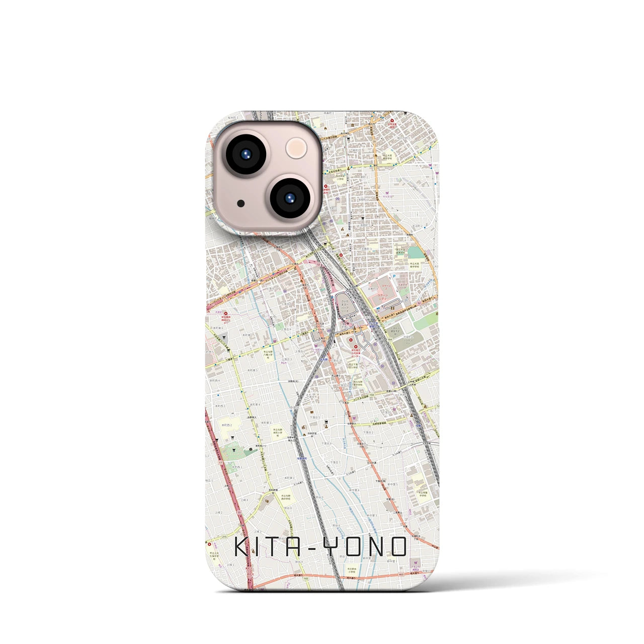 【北与野】地図柄iPhoneケース（バックカバータイプ・ナチュラル）iPhone 13 mini 用