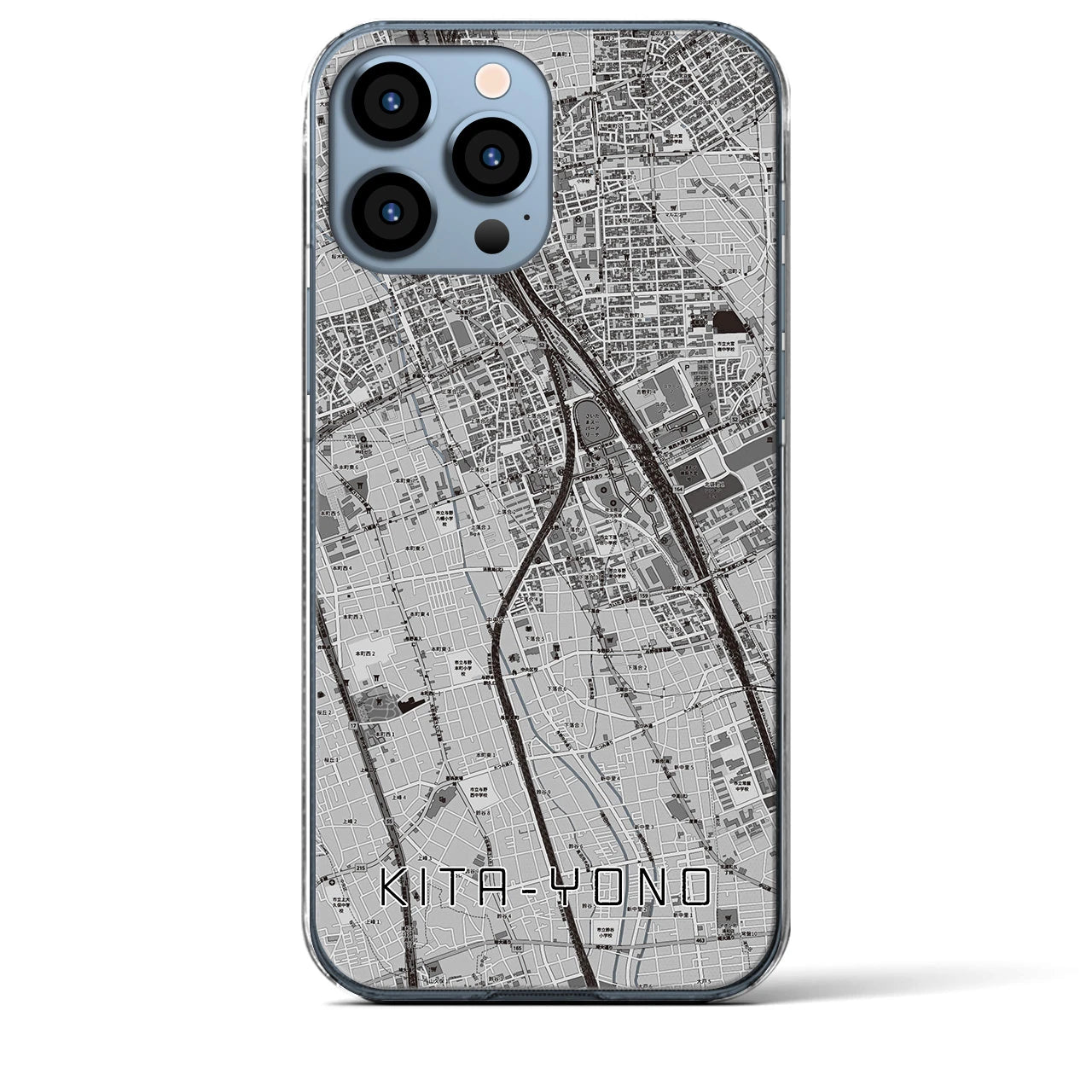 【北与野】地図柄iPhoneケース（クリアタイプ・モノトーン）iPhone 13 Pro Max 用
