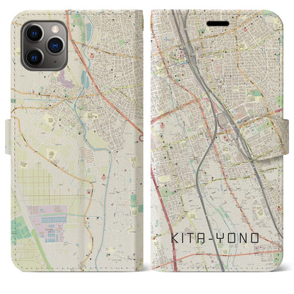 【北与野（埼玉県）】地図柄iPhoneケース（手帳タイプ）ナチュラル・iPhone 11 Pro Max 用