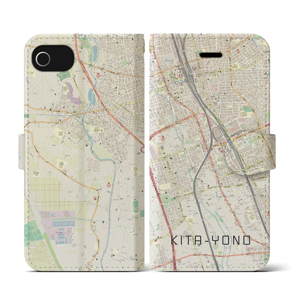 【北与野（埼玉県）】地図柄iPhoneケース（手帳タイプ）ナチュラル・iPhone SE（第3 / 第2世代） / 8 / 7 / 6s / 6 用