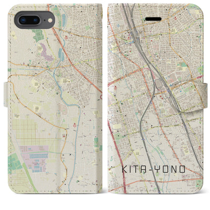 【北与野（埼玉県）】地図柄iPhoneケース（手帳タイプ）ナチュラル・iPhone 8Plus /7Plus / 6sPlus / 6Plus 用