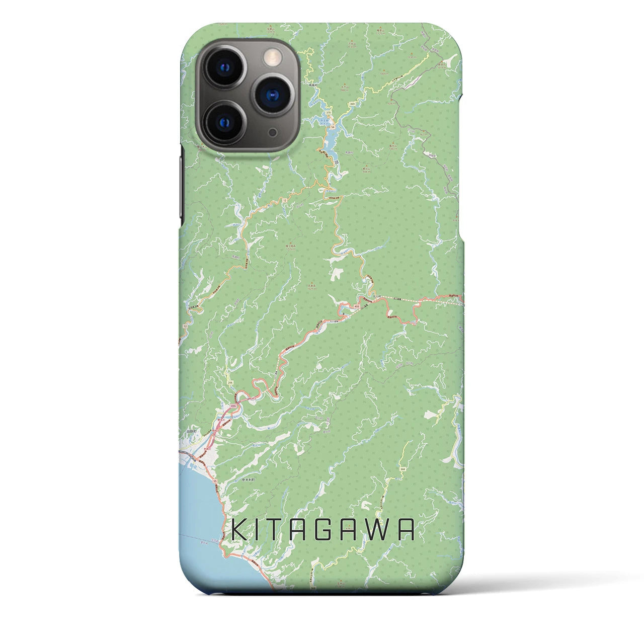 【北川】地図柄iPhoneケース（バックカバータイプ・ナチュラル）iPhone 11 Pro Max 用