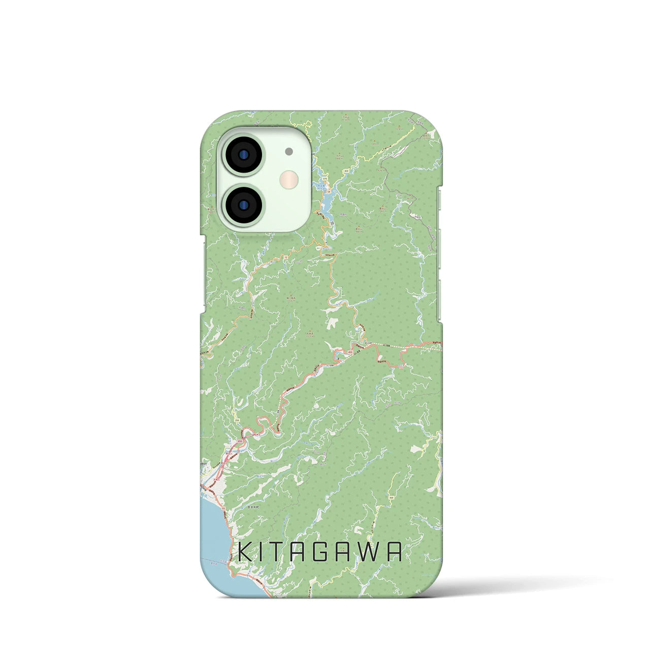 【北川】地図柄iPhoneケース（バックカバータイプ・ナチュラル）iPhone 12 mini 用