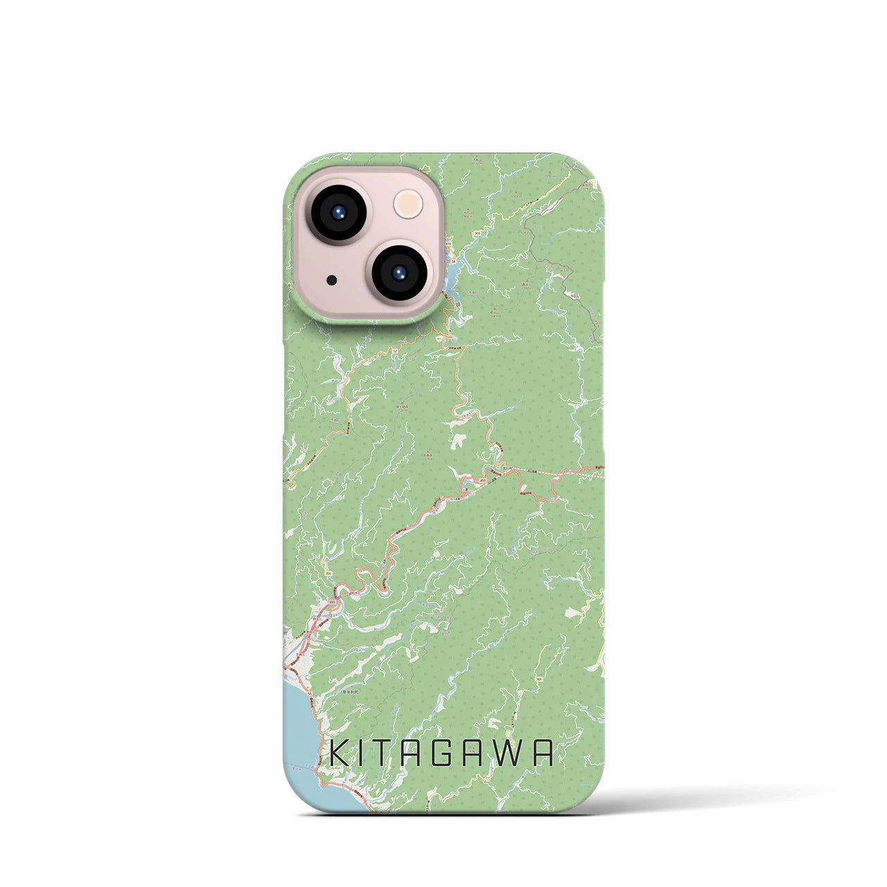 【北川】地図柄iPhoneケース（バックカバータイプ・ナチュラル）iPhone 13 mini 用