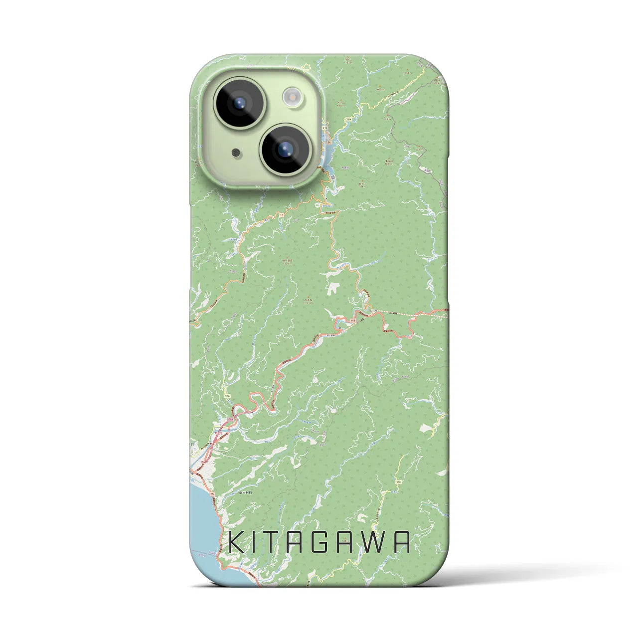 【北川】地図柄iPhoneケース（バックカバータイプ・ナチュラル）iPhone 15 用