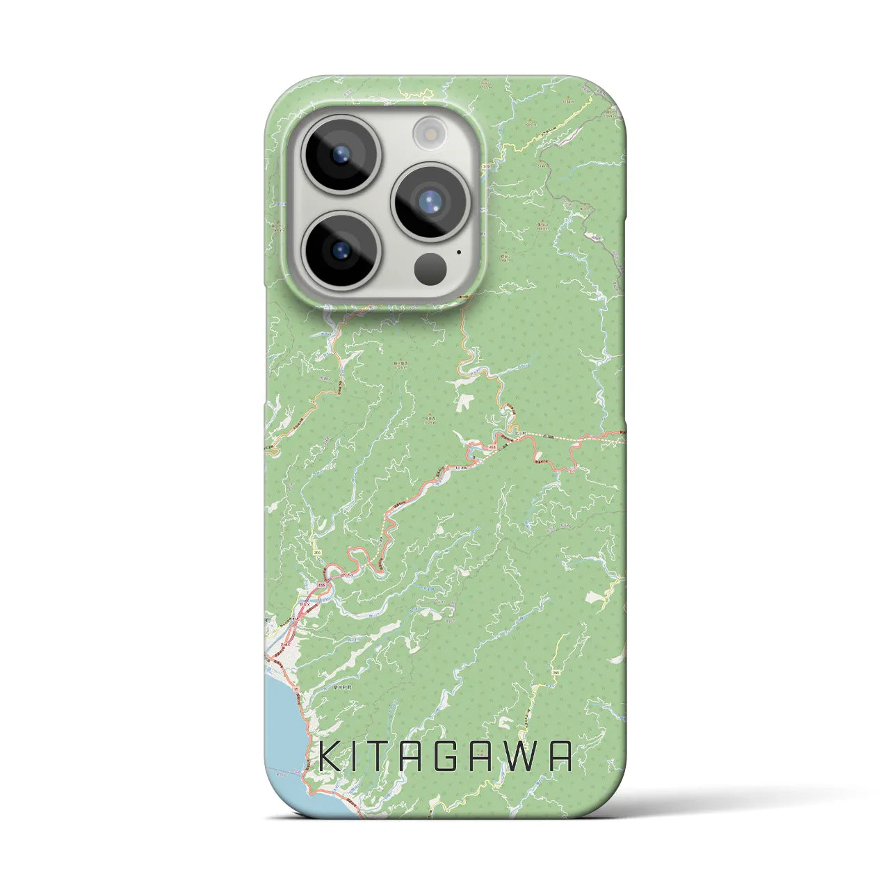 【北川】地図柄iPhoneケース（バックカバータイプ・ナチュラル）iPhone 15 Pro 用