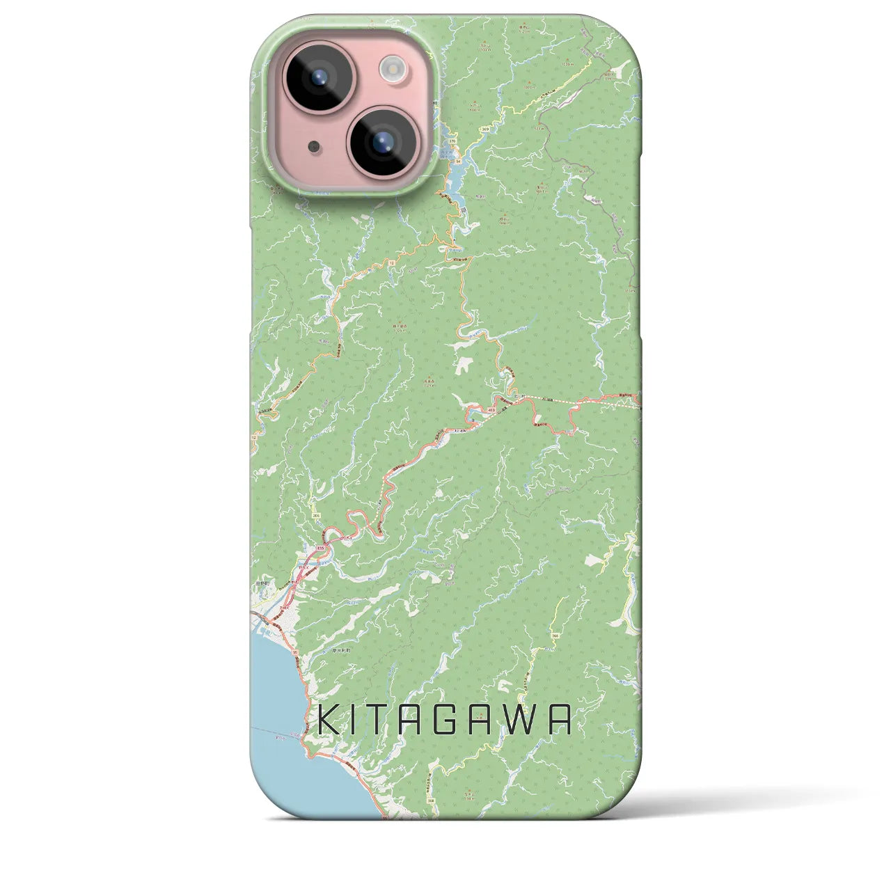 【北川】地図柄iPhoneケース（バックカバータイプ・ナチュラル）iPhone 15 Plus 用