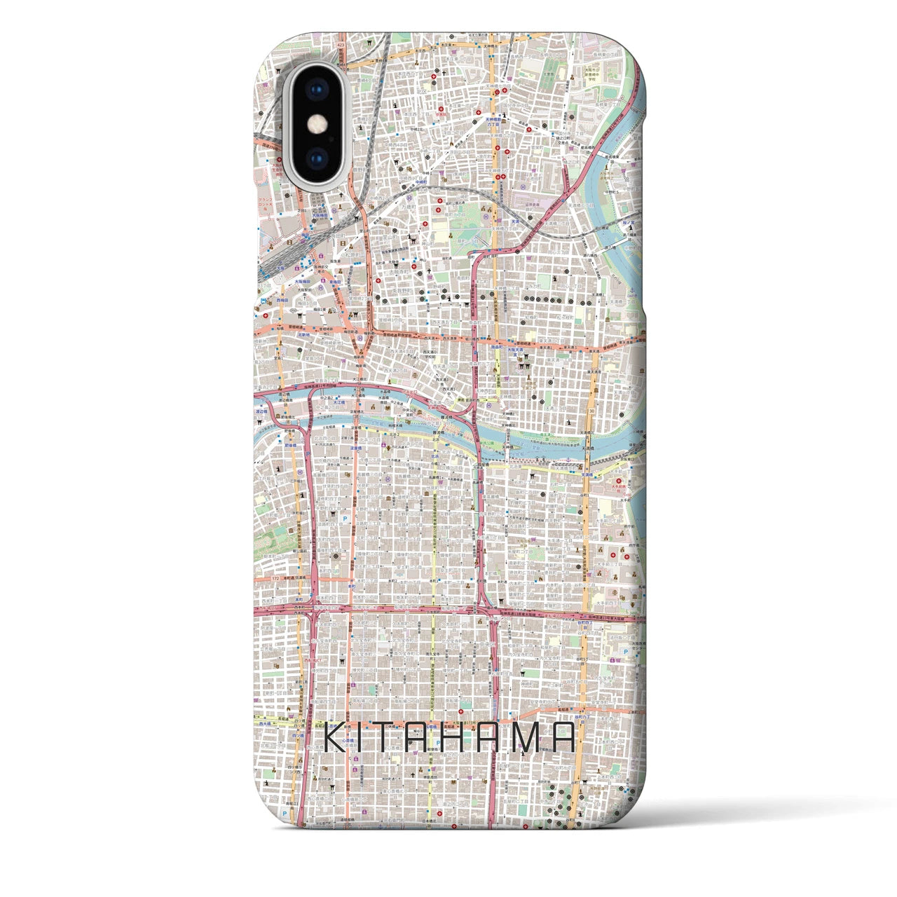 【北浜】地図柄iPhoneケース（バックカバータイプ・ナチュラル）iPhone XS Max 用