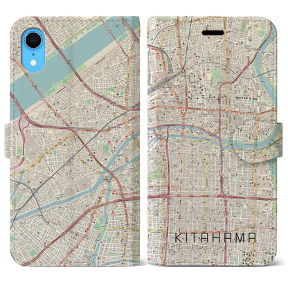 【北浜（大阪府）】地図柄iPhoneケース（手帳タイプ）ナチュラル・iPhone XR 用