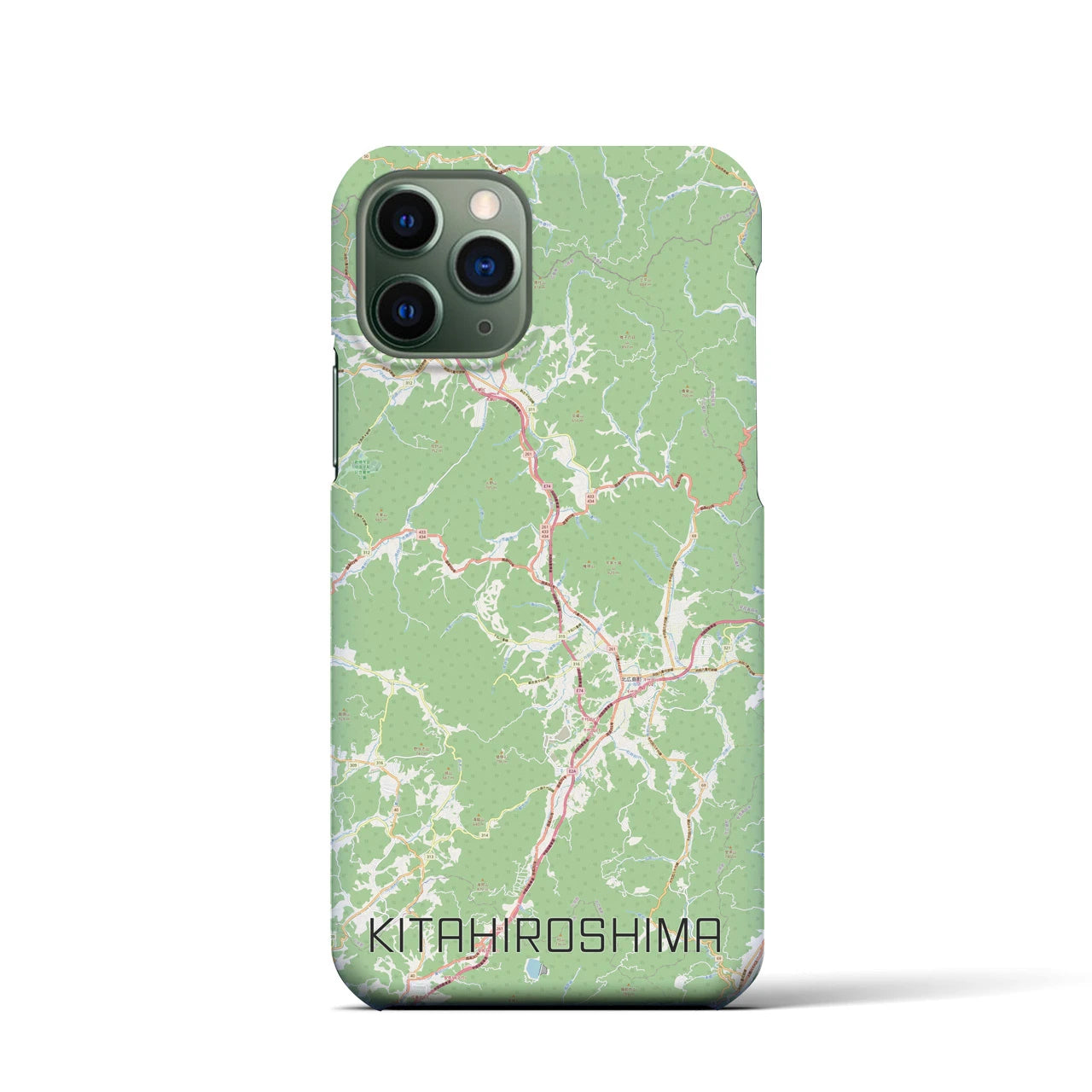 【北広島（広島県）】地図柄iPhoneケース（バックカバータイプ・ナチュラル）iPhone 11 Pro 用
