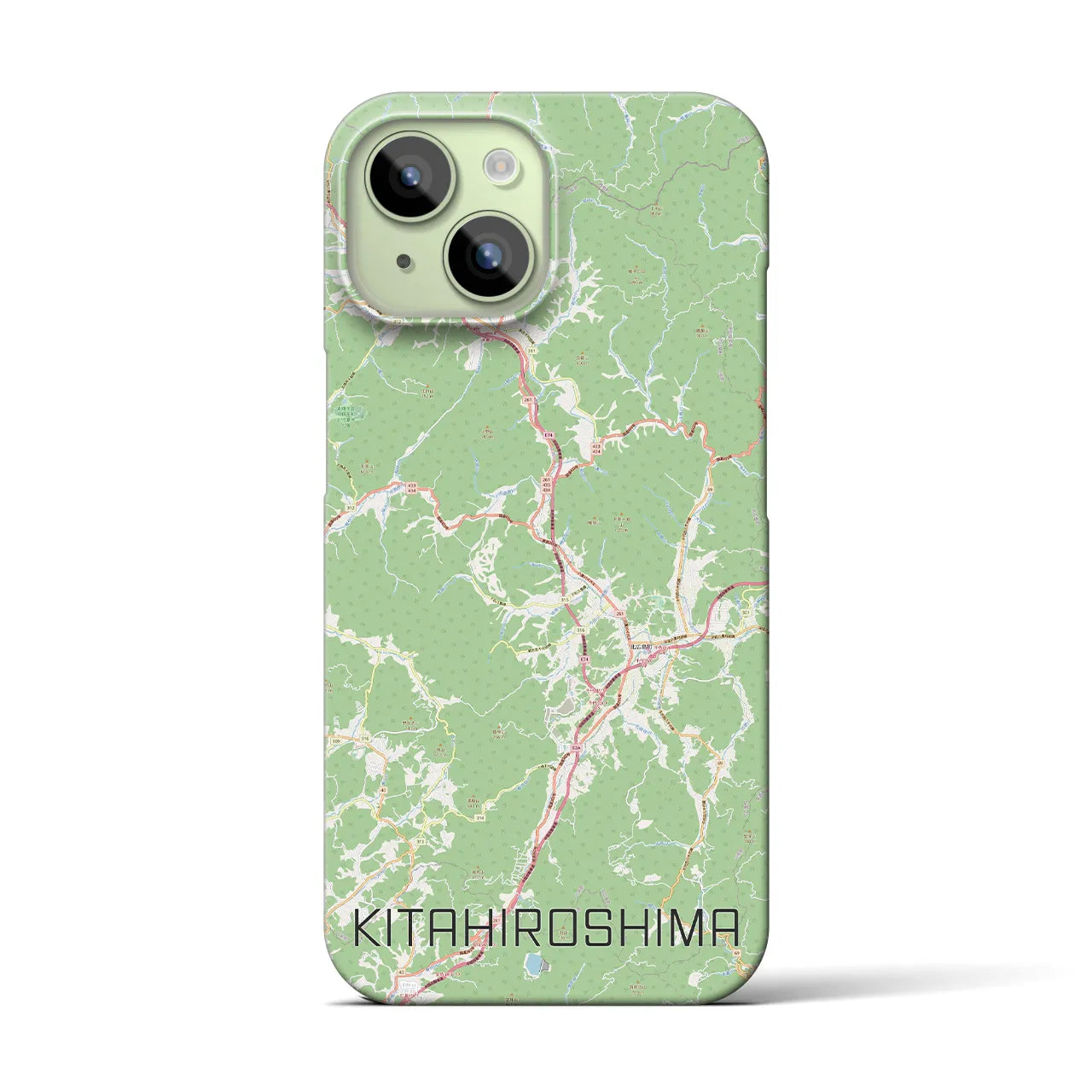 【北広島（広島県）】地図柄iPhoneケース（バックカバータイプ・ナチュラル）iPhone 15 用