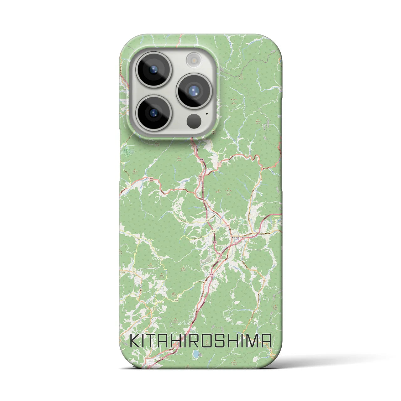 【北広島（広島県）】地図柄iPhoneケース（バックカバータイプ・ナチュラル）iPhone 15 Pro 用