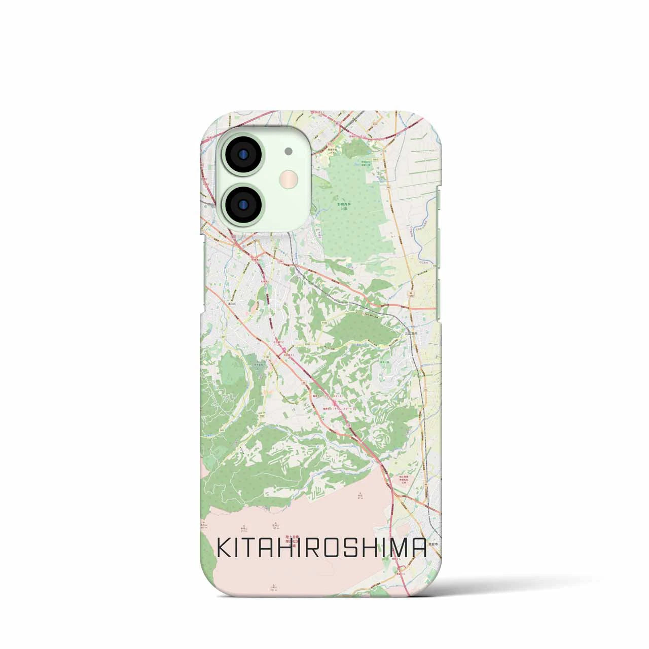 【北広島2】地図柄iPhoneケース（バックカバータイプ・ナチュラル）iPhone 12 mini 用
