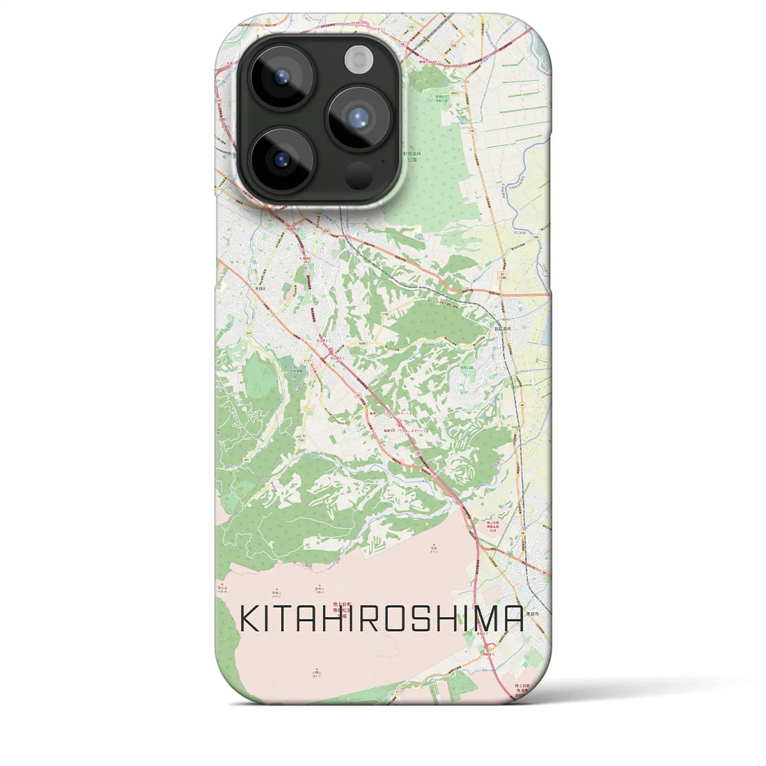 【北広島2】地図柄iPhoneケース（バックカバータイプ・ナチュラル）iPhone 15 Pro Max 用