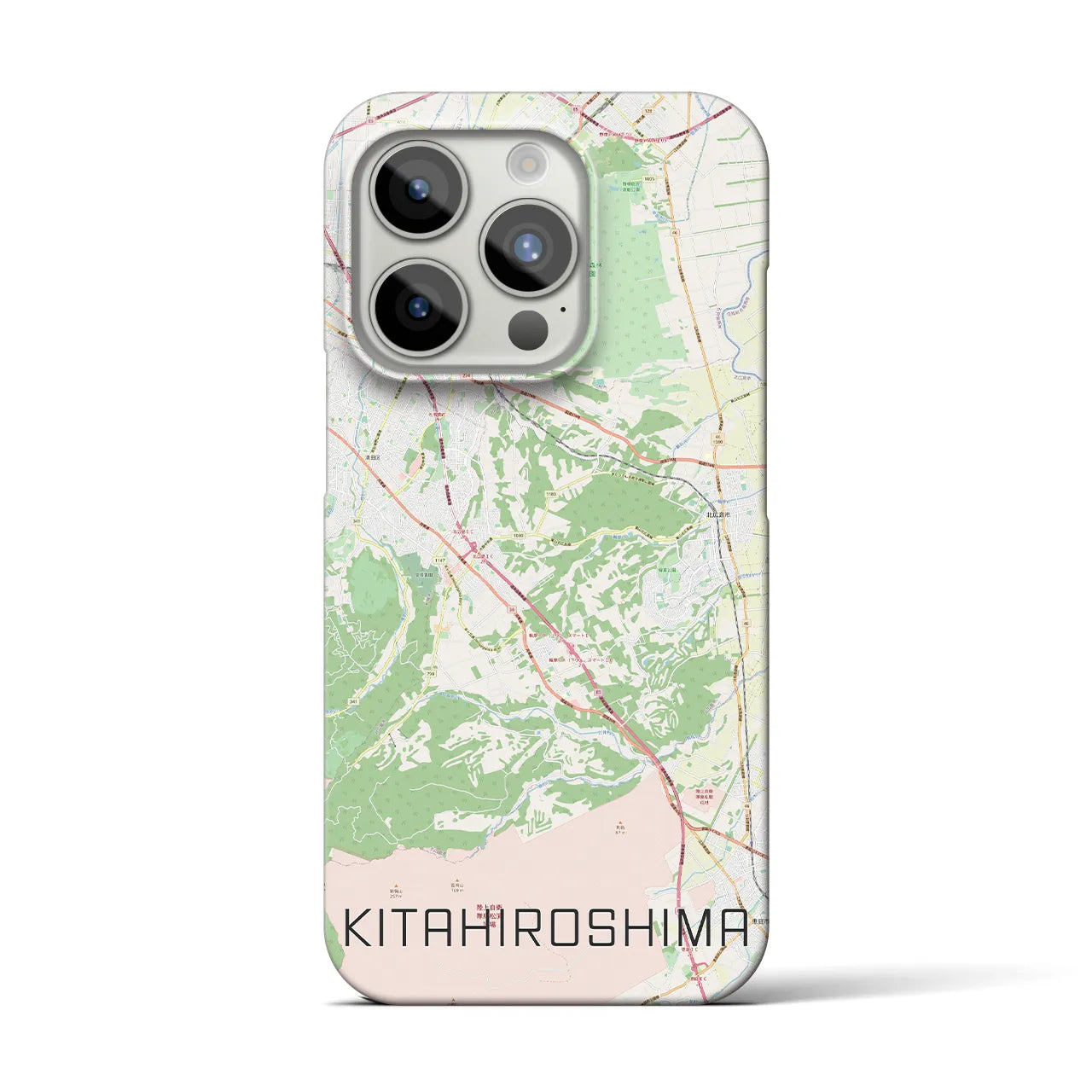 【北広島2】地図柄iPhoneケース（バックカバータイプ・ナチュラル）iPhone 15 Pro 用