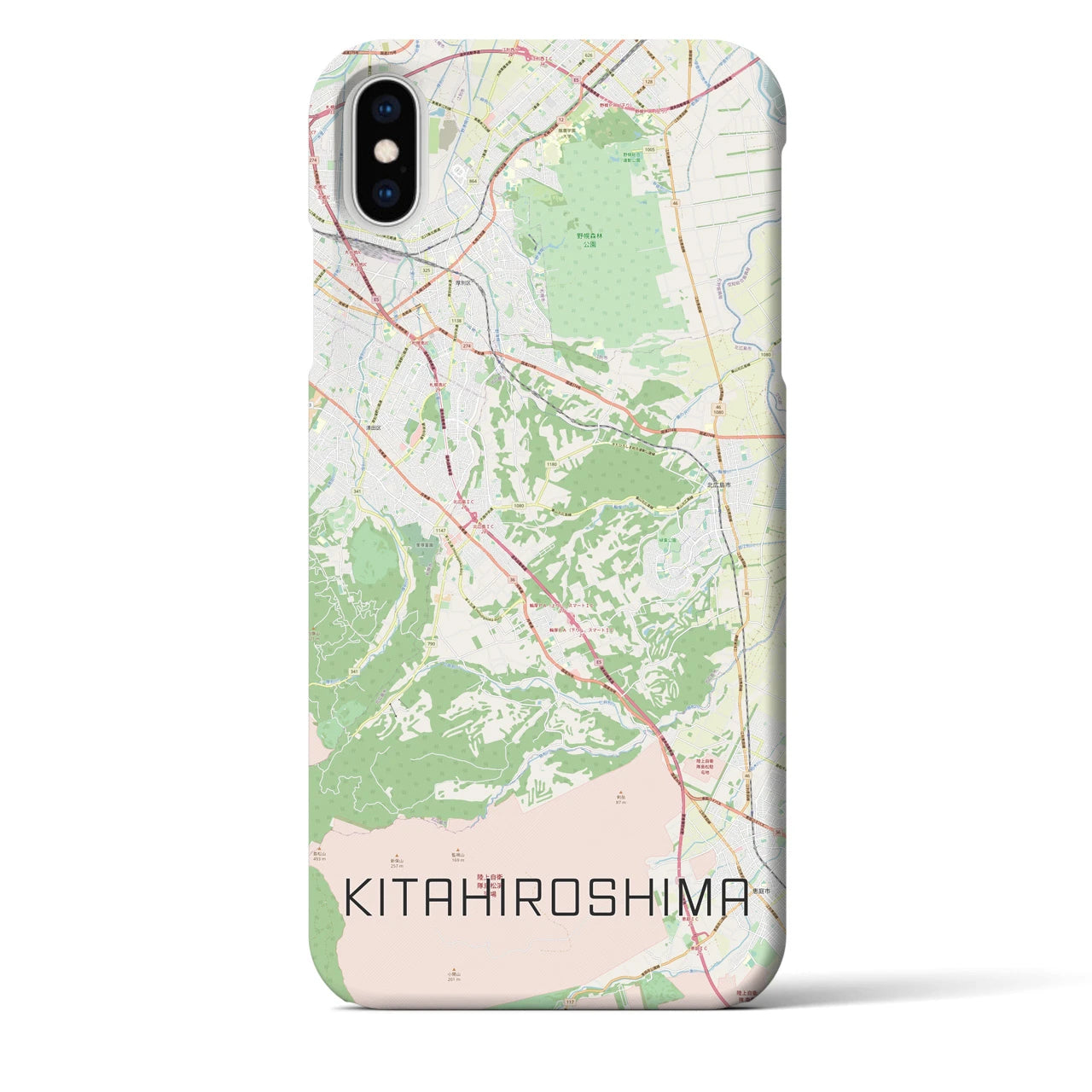 【北広島2】地図柄iPhoneケース（バックカバータイプ・ナチュラル）iPhone XS Max 用