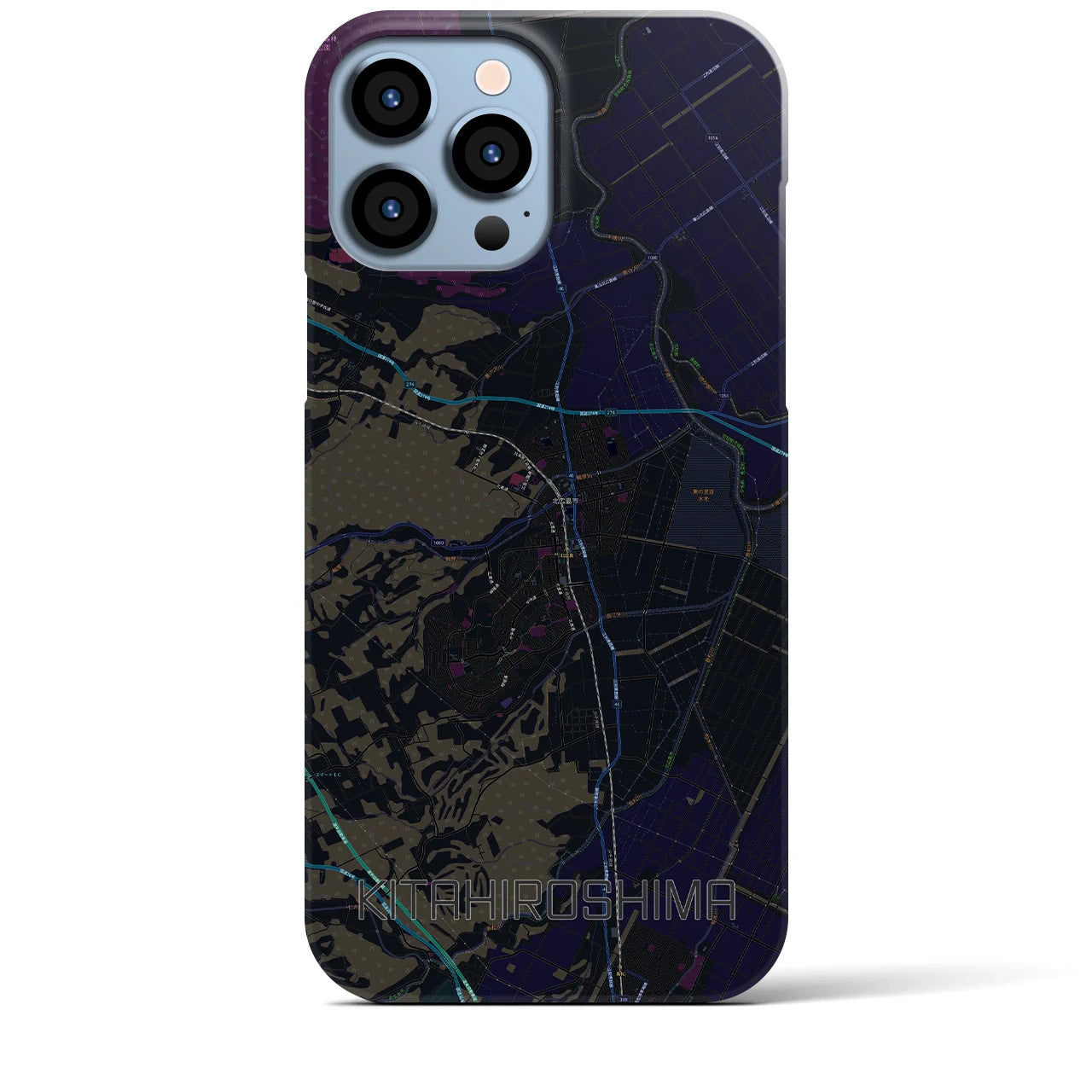 【北広島】地図柄iPhoneケース（バックカバータイプ・ブラック）iPhone 13 Pro Max 用