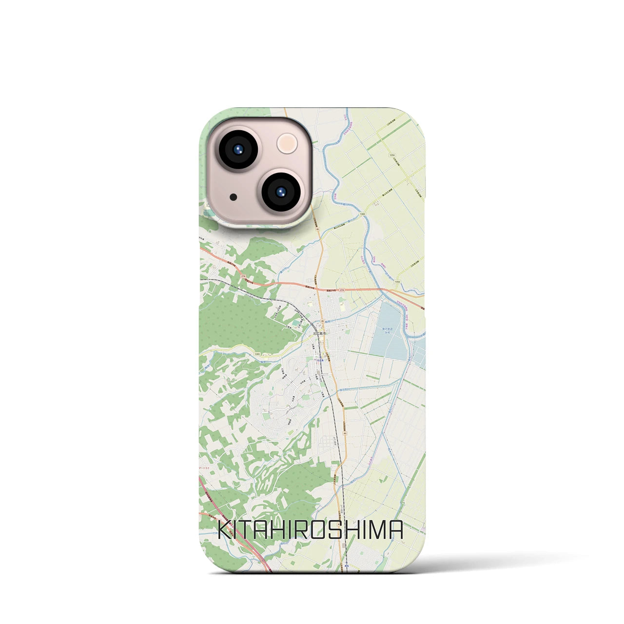 【北広島】地図柄iPhoneケース（バックカバータイプ・ナチュラル）iPhone 13 mini 用