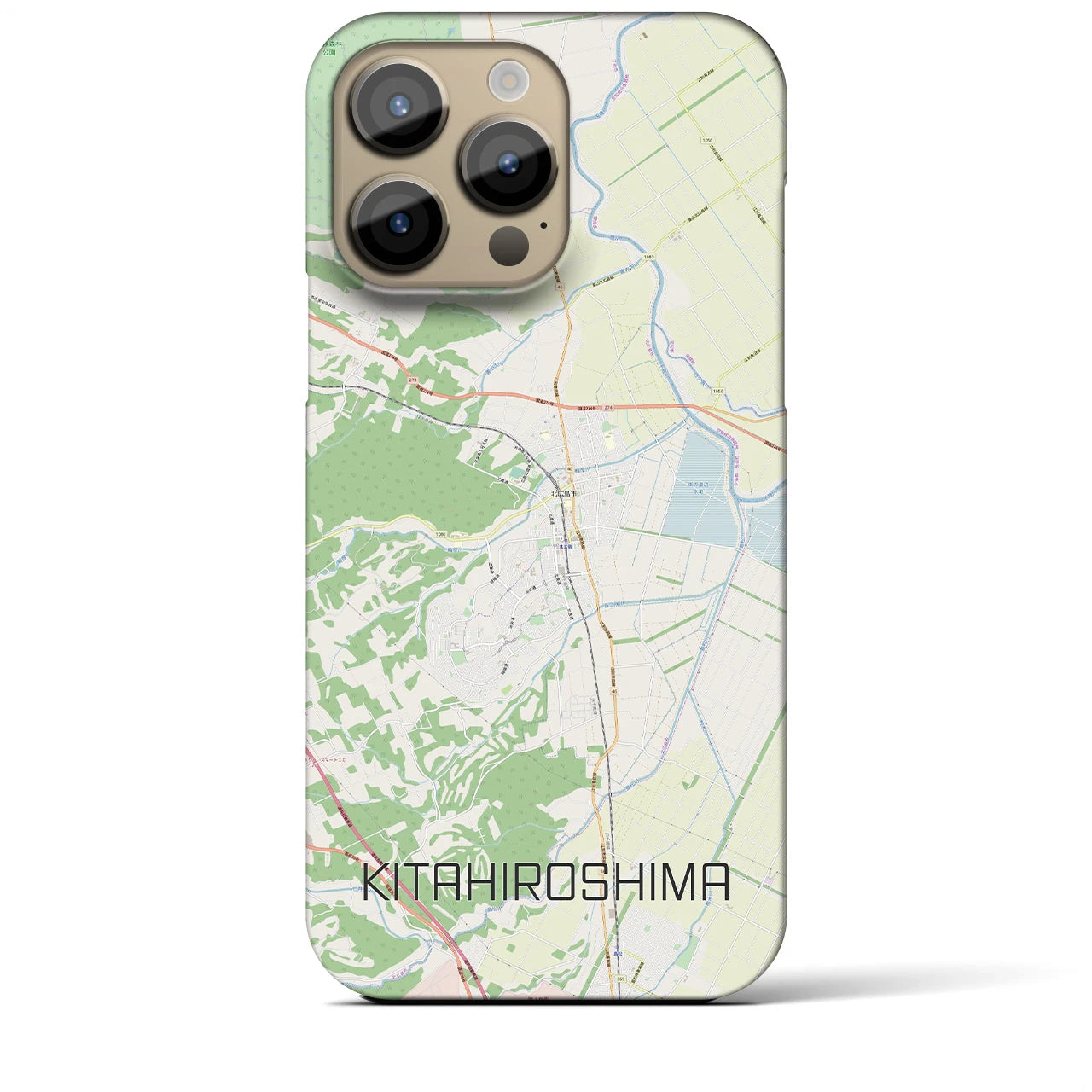 【北広島】地図柄iPhoneケース（バックカバータイプ・ナチュラル）iPhone 14 Pro Max 用